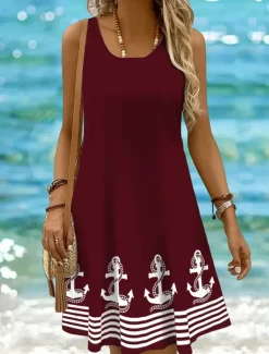 Women's Mini Dress Sundress A Line Dress Off The Shoulder Dress Vacation Casual Boho Holiday Beach Regular Fit Graphic Geometric Stripe Sleeveless Crew Neck Scoop Neck Black White Yellow Pink Summer