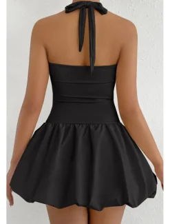 Women's Mini Dress White Dress Graduation Dress Halter Neck Dress Fashion Modern Graduation Date Tea Party Regular Fit Plain Sleeveless Halter Neck Light Pink Black White Red Summer