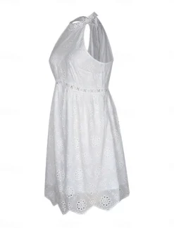 Women's Mini Dress White Dress Casual Dress Boho Dress Basic Casual Vacation Daily Regular Fit Plain Sleeveless Halter Neck White Summer