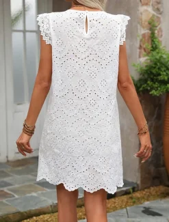 Women's Mini Dress White Dress Casual Dress Elegant Stylish Casual Vacation Casual Daily Regular Fit Plain Sleeveless Crew Neck White Summer