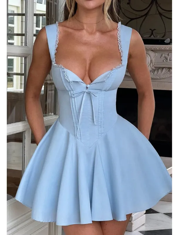 Women's Mini Dress White Dress Graduation Dress Slip Dress Fashion Birthday Graduation Date Regular Fit Plain Sleeveless Spaghetti Strap Black White Yellow Blue Summer