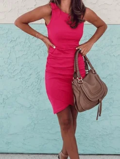 Women's Mini Dress Wrap Dress T Shirt Dress Tee Dress Solid Color Bodycon Dress Off The Shoulder Dress Casual Vacation Casual Daily Regular Fit Graphic Sleeveless Crew Neck