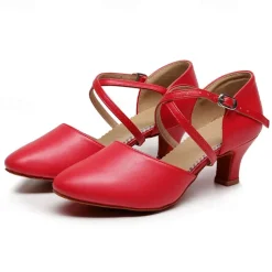 Women's Modern Shoes Party Evening Prom Practice Comfort Shoes Heel Solid Color High Heel Round Toe Buckle Adults' Dark Red Black Almond