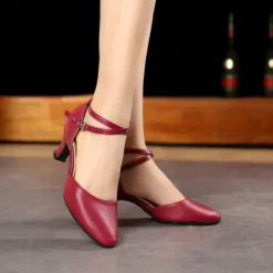 Women's Modern Shoes Performance Party Evening Square Dance Heel Cuban Heel Buckle Adults' Black Silver Dark Red