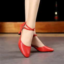 Women's Modern Shoes Performance Party Evening Square Dance Heel Cuban Heel Buckle Adults' Black Silver Dark Red