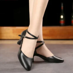 Women's Modern Shoes Performance Party Evening Square Dance Heel Cuban Heel Buckle Adults' Black Silver Dark Red