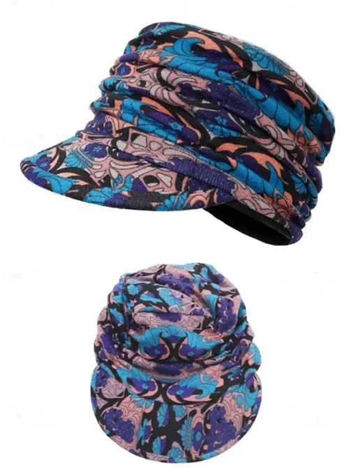 Women's Multicolored Paisley Print Slouchy Cap – Lightweight Bohemian-Style Hat for Casual Wear, Outdoor Activities, and Travel