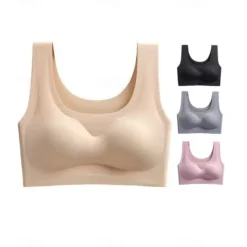 Women's No Steel Ring Bra Yoga Sports Sleep Plus Size Plain Stretchy Vest