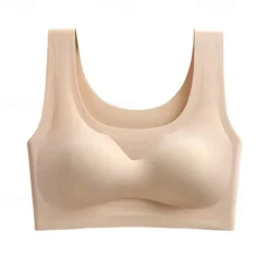 Women's No Steel Ring Bra Yoga Sports Sleep Plus Size Plain Stretchy Vest