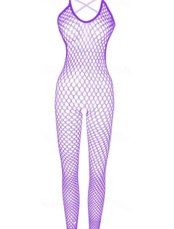 Women's Normal Bodysuit Sexy Solid Color Sleeveless Backless Cut Out Home Holiday Skinny Black White Pink All Seasons