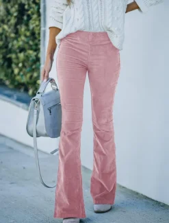 Women's Normal Dress Pants Bootcut Pants Trousers Fashion Full Length Medium Waist Plain Vintage Style Classic Basic Outdoor Micro-elastic Casual Weekend claret Black Pink Green Regular Fit