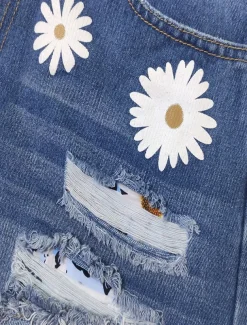 Women's Normal Jeans Streetwear Casual Daily Short Medium Waist Graphic Zipper Pocket Quick Dry Breathability Micro-elastic Outdoor Office / Career White Blue Summer Regular Fit