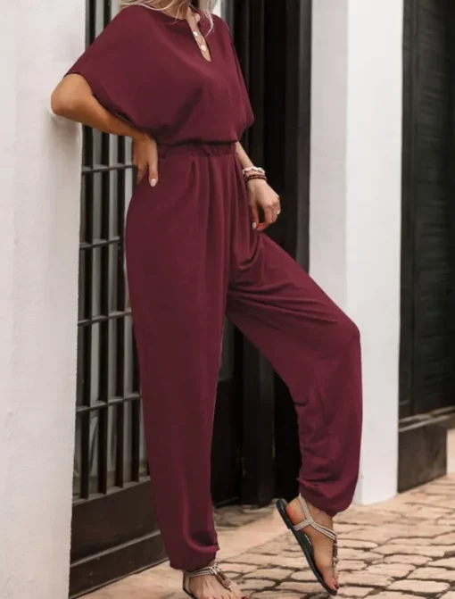 Women's Normal Jumpsuit Active Solid Color Sleeveless V Neck High Waist Vacation Daily Regular Fit Black Wine Blue Summer
