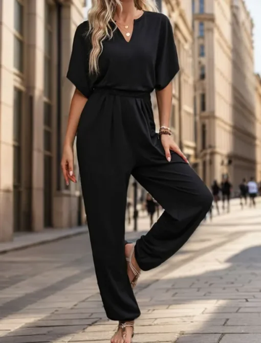 Women's Normal Jumpsuit Active Solid Color Sleeveless V Neck High Waist Vacation Daily Regular Fit Black Wine Blue Summer