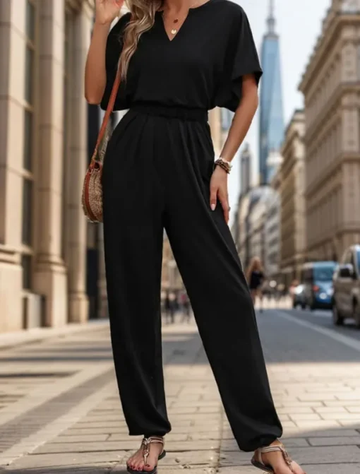 Women's Normal Jumpsuit Active Solid Color Sleeveless V Neck High Waist Vacation Daily Regular Fit Black Wine Blue Summer