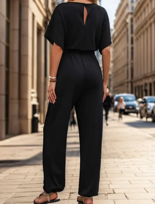 Women's Normal Jumpsuit Active Solid Color Sleeveless V Neck High Waist Vacation Daily Regular Fit Black Wine Blue Summer