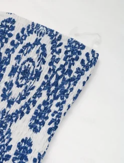 Women's Normal Jumpsuit Active Floral Sleeveless Strapless Backless Pocket Vacation Daily Regular Fit Blue Summer