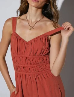 Women's Normal Jumpsuit Active Solid Color Sleeveless V Neck Backless Pocket Vacation Daily Regular Fit Orange Summer