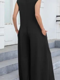 Women's Normal Jumpsuit Streetwear Solid Color Sleeveless V Neck Buttons Street Going out Regular Fit Black White Light Green Summer