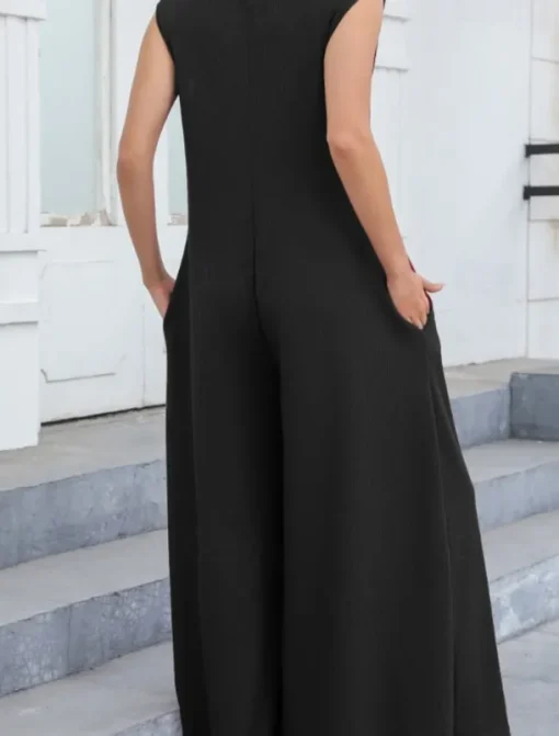 Women's Normal Jumpsuit Streetwear Solid Color Sleeveless V Neck Buttons Street Going out Regular Fit Black White Light Green Summer