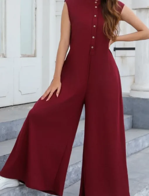 Women's Normal Jumpsuit Streetwear Solid Color Sleeveless V Neck Buttons Street Going out Regular Fit Black White Light Green Summer