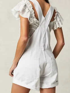 Women's Normal Jumpsuit Streetwear Solid Color Sleeveless Square Neck Pocket Street Daily Regular Fit Black White Red Summer