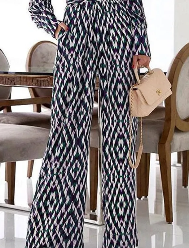 Women's Normal Jumpsuit Streetwear Plaid Long Sleeve Wide Leg Deep V Pocket Print Vacation Street Regular Fit Black Fall