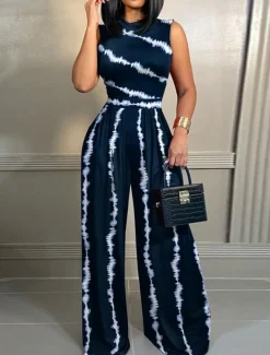 Women's Normal Jumpsuit Streetwear Floral Sleeveless Crew Neck High Waist Print Street Daily Regular Fit Black Yellow Pink Summer