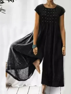 Women's Normal Jumpsuit Streetwear Solid Color Short Sleeve Crew Neck Patchwork Vacation Daily Loose Fit Black Yellow Blue Summer