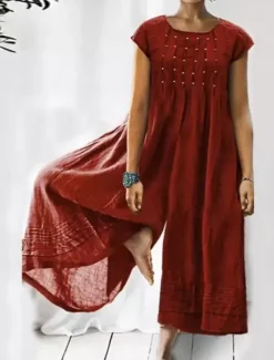 Women's Normal Jumpsuit Streetwear Solid Color Short Sleeve Crew Neck Patchwork Vacation Daily Loose Fit Black Yellow Blue Summer