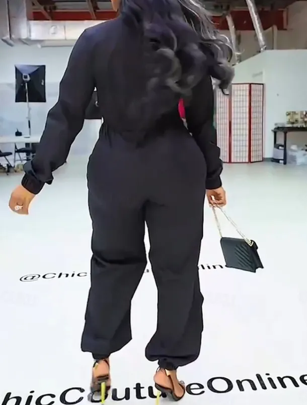 Women's Normal Jumpsuit Streetwear Solid Color Sleeveless Shirt Collar Zipper Pocket Street Daily Regular Fit Black White Fall