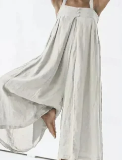 Women's Normal Jumpsuit Streetwear Solid Color Sleeveless Square Neck Backless Street Daily Regular Fit Pink Royal Blue Khaki Summer