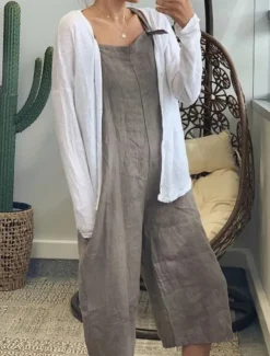 Women's Normal Overall Streetwear Solid Color Sleeveless Square Neck Pocket Street Daily Regular Fit Black Yellow Army Green Summer