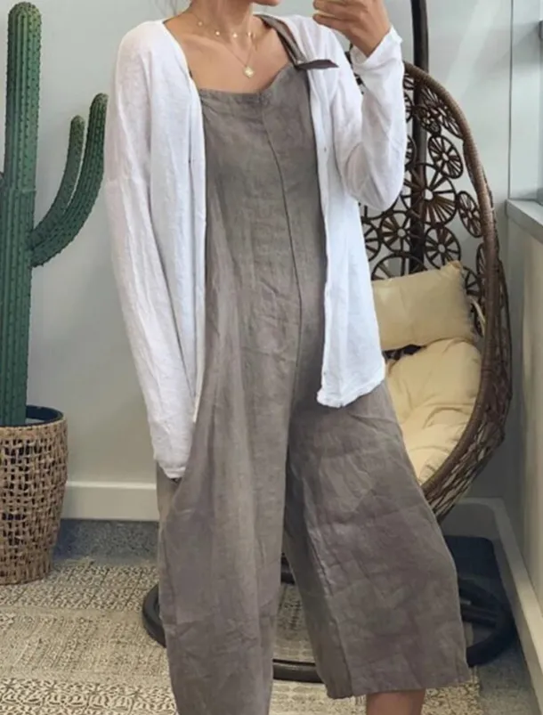 Women's Normal Overall Streetwear Solid Color Sleeveless Square Neck Pocket Street Daily Regular Fit Black Yellow Army Green Summer