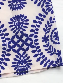 Women's Normal Romper Active Floral Short Sleeve Square Neck Pocket High Waist Vacation Daily Regular Fit Blue Summer