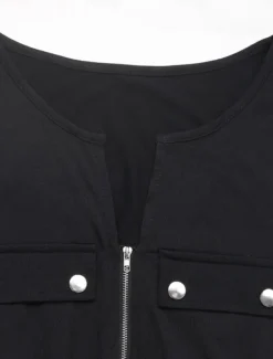 Women's Normal Romper Active Solid Color Sleeveless Round Neck Zipper Pocket Vacation Daily Regular Fit Black Summer