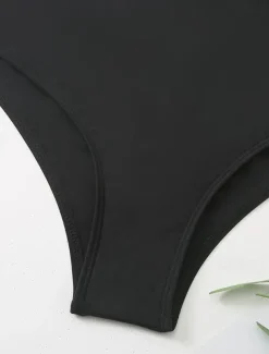 Women's Normal Swimwear One Piece Monokini wrap Swimsuit Cut Out Beach Wear Summer Plain Sleeveless Bathing Suits