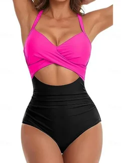 Women's Normal Swimwear One Piece Swimsuit Cut Out Beach Wear Holiday Color Block Sleeveless Bathing Suits