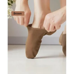 Women's Nude Canvas Split Sole Jazz Dance Shoes – Breathable Soft Slip-On Practice Flats for Beginners & Stage Performers