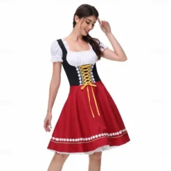 Women's Oktoberfest Beer Dirndl Trachtenkleider Maid Bavarian German Wiesn Traditional Style Cloth Dress for Oktoberfest