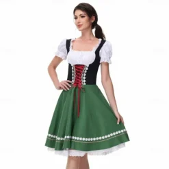 Women's Oktoberfest Beer Dirndl Trachtenkleider Maid Bavarian German Wiesn Traditional Style Cloth Dress for Oktoberfest