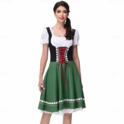 Women's Oktoberfest Beer Dirndl Trachtenkleider Maid Bavarian German Wiesn Traditional Style Cloth Dress for Oktoberfest