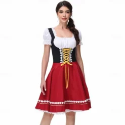 Women's Oktoberfest Beer Dirndl Trachtenkleider Maid Bavarian German Wiesn Traditional Style Cloth Dress for Oktoberfest