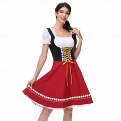 Women's Oktoberfest Beer Dirndl Trachtenkleider Maid Bavarian German Wiesn Traditional Style Cloth Dress for Oktoberfest