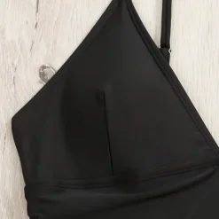 Women's One Piece Swimsuit Deep V Swimwear Solid Colored Swimwear Black Breathable Quick Dry Lightweight Sleeveless - Swimming Surfing Beach Summer Spring