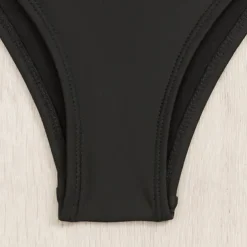 Women's One Piece Swimsuit Deep V Swimwear Solid Colored Swimwear Black Breathable Quick Dry Lightweight Sleeveless - Swimming Surfing Beach Summer Spring