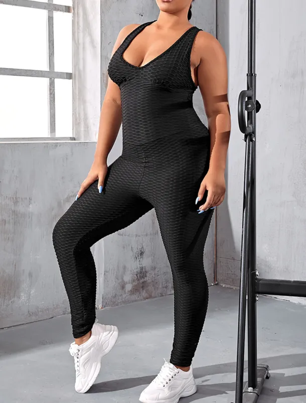 Women's Onesie Workout Sets Scrunch Butt Open Back Bodysuit Romper Clothing Suit Black White Spandex Yoga Fitness Gym Workout Tummy Control Butt Lift Quick Dry Sleeveless Sport Activewear High