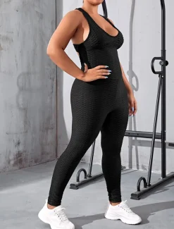 Women's Onesie Workout Sets Scrunch Butt Open Back Bodysuit Romper Clothing Suit Black White Spandex Yoga Fitness Gym Workout Tummy Control Butt Lift Quick Dry Sleeveless Sport Activewear High