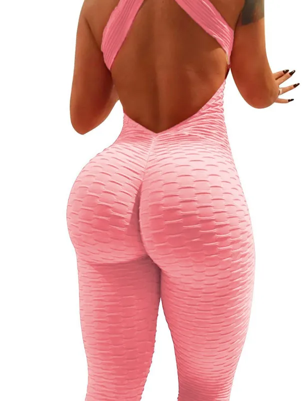 Women's Onesie Workout Sets Scrunch Butt Open Back Bodysuit Romper Clothing Suit Black White Spandex Yoga Fitness Gym Workout Tummy Control Butt Lift Quick Dry Sleeveless Sport Activewear High