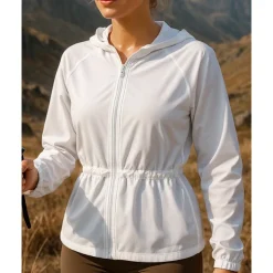 Women's Outdoor Jacket Hiking Jacket Raincoat Outdoor Sun Protection Windproof Breathable Quick Dry Hiking Outfits Hiking Clothes Spring Autumn / Fall Jacket Tennis Golf Running Solid Color White Sky